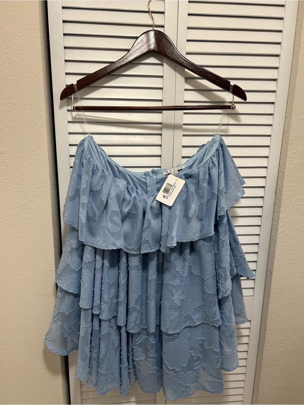 HYFVE CECI Palm Beach  Light Blue strapples dress NWT Size L